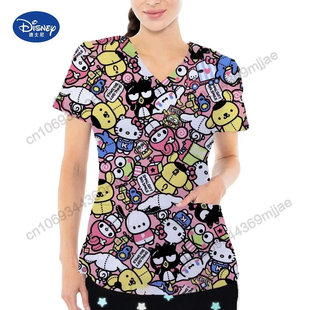 V-neck Female Clothing Women Summer 2023 Casual Wear Fashion Anime Tshirt Free Shipping 2000s Clothes Y2k Tops Women's T-shirt