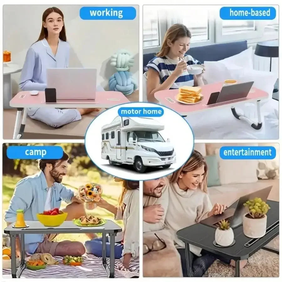 Foldable Laptop Desk with  Cup Holder and Tablet Slot
