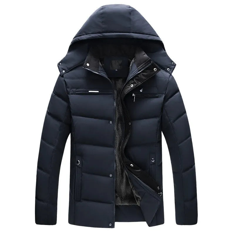 Men -15 Degree Thicken Warm Parkas Hooded Fleece Men Jackets.
