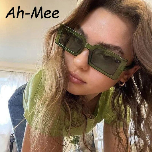 2/3/5pcs/Set Square Women's Sunglasses Vintage Brand Small Rectangle Brown Lens Female Glasses For Men Retro Oculos Eyewear