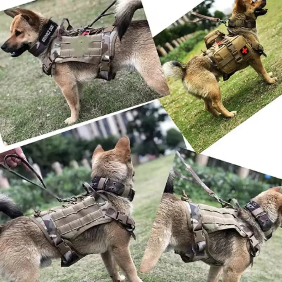 Tactical Dog Harness Military Training  Padded Quick Release Vest Pet Training Dog Harness For Set Small Medium Large Dogs
