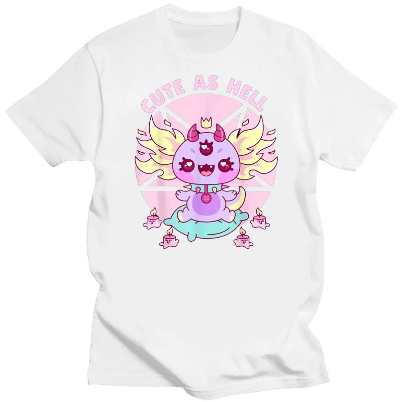 Kawaii Pastel Goth Cute Creepy Black Cat Tshirt Women Summer XS-4XL Tops Creative Pattern Personalized Street Tee Y2k