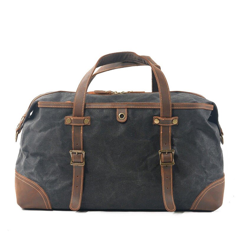 Vintage Leather Canvas Carry On Shoulder Handbag for Women Overnight Weekender Bag for Travel XM69