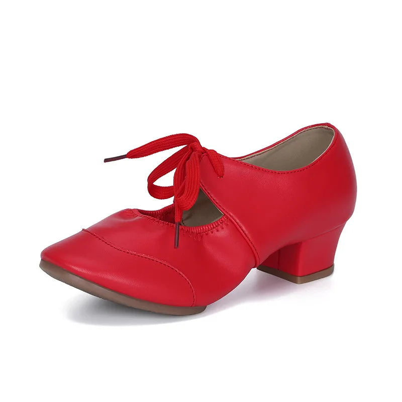 Solid Color Comfortable Breathable Dance Shoes Low Heels Soft Soles Fashionable Adjustable Women's Dance Shoes 2025 New