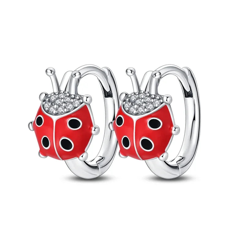 Romantic Heart Shapen Girl Earrings 925 Silver Rainbow Heart Hoop Earring Silver Jewelry Gift