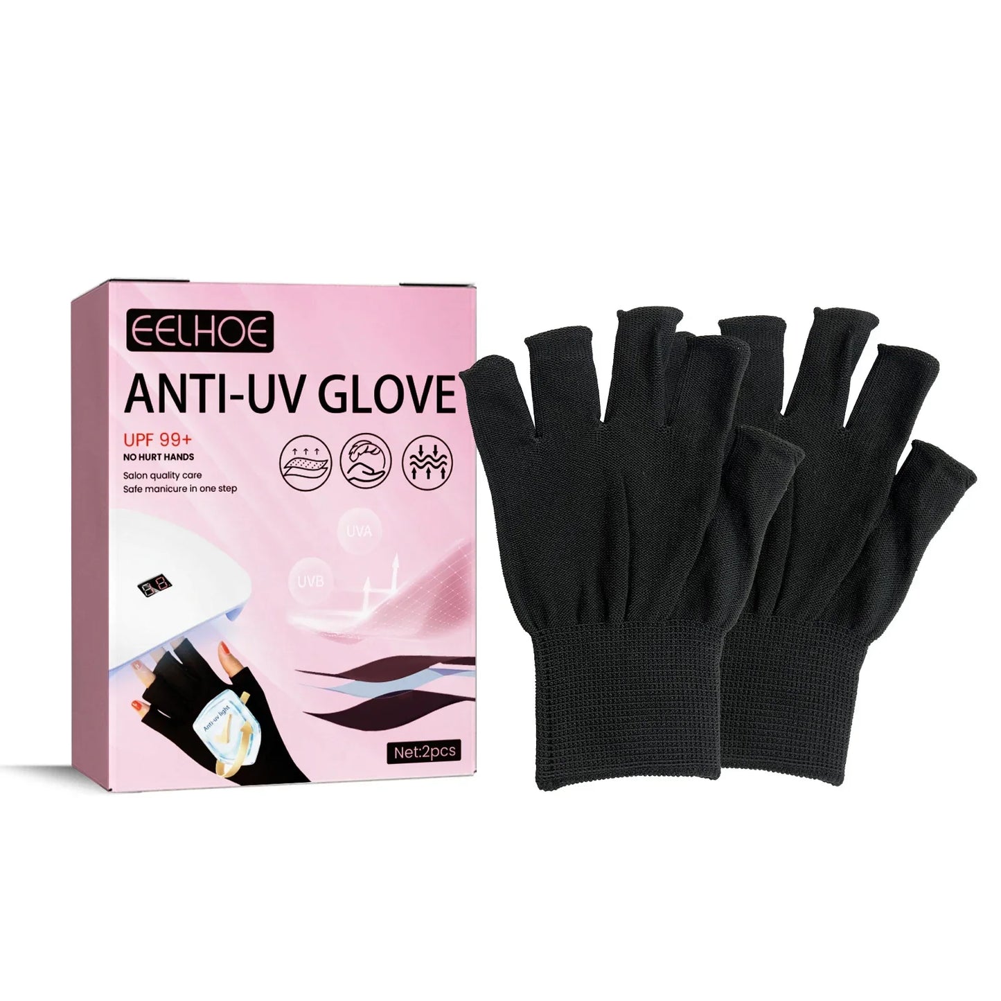 EELHOE UV Gloves for Nails Professional UPF99+ UV Protection Gloves for Nail Art Design Manicures Anti-black UV Light Gloves