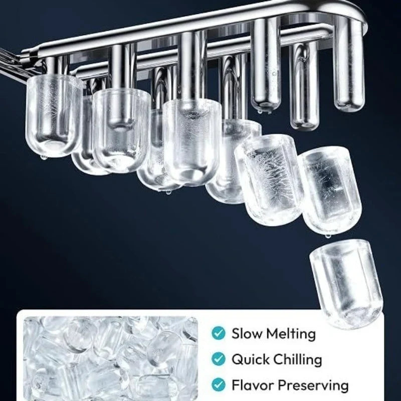 Countertop Portable Ice Maker Quick Production Bullet‑Style Hollow Ice Cubes Compact Ice Making Machine for Home & Outdoor