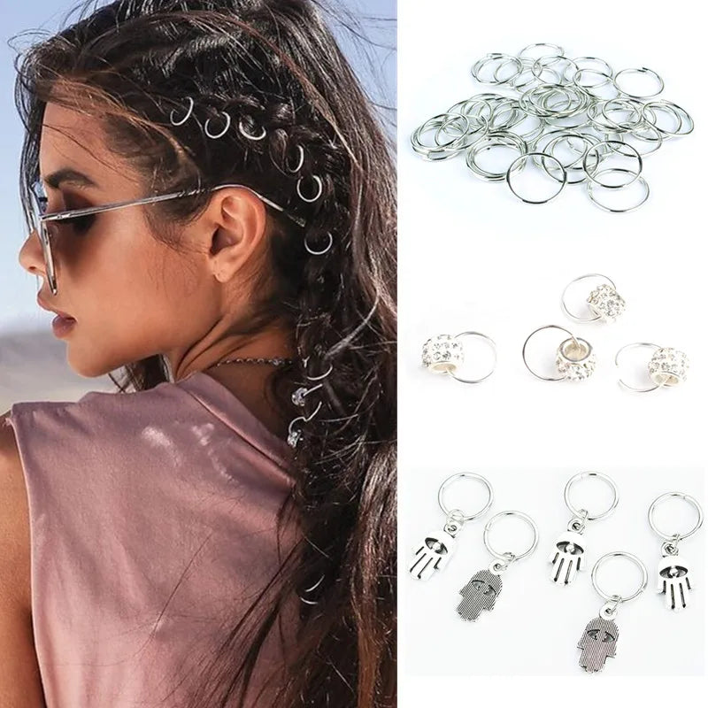 Hair Braid Dreadlock Beads Clips Charms African Braids Cuffs Rings Hip Hop Style Jewelry Dreadlock Clasps Accessories