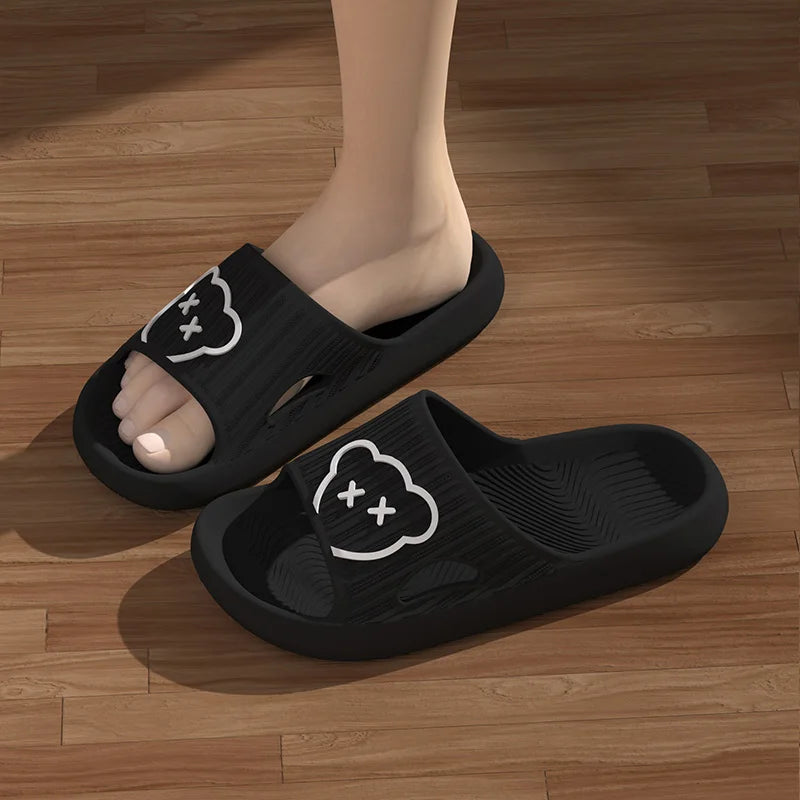 Summer Bathroom Household Slippers Flat Non-slip, Cartoon Flip-flops Beach Women's Sandals Indoor And Outdoor