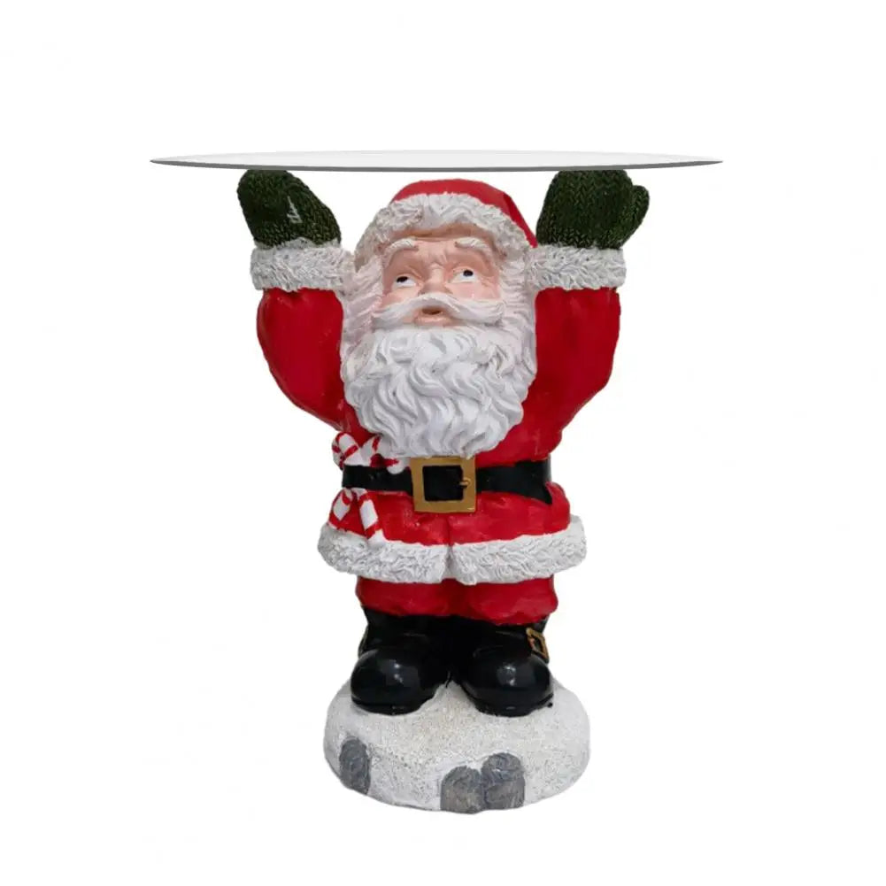 Resin Santa Claus Ornament with Tray Snack Dessert Stand Holder Adorable Xmas Cake Fruit Tray Christmas Party Decoration