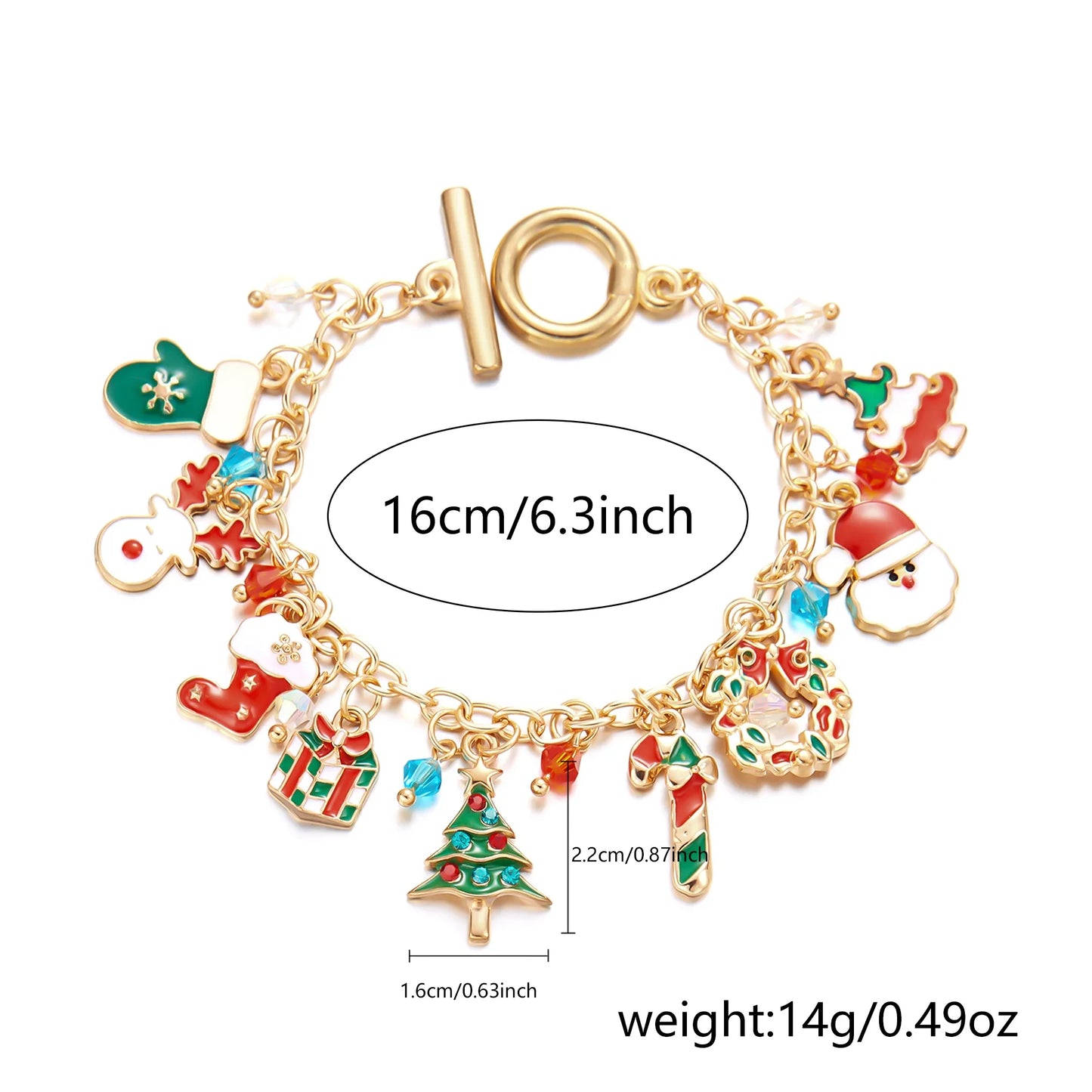 Cute Christmas Series Santa Claus Tree Elk Pendant Bracelets for Women Handmade OT Chain Thanksgiving Xmas Party Jewelry Gifts