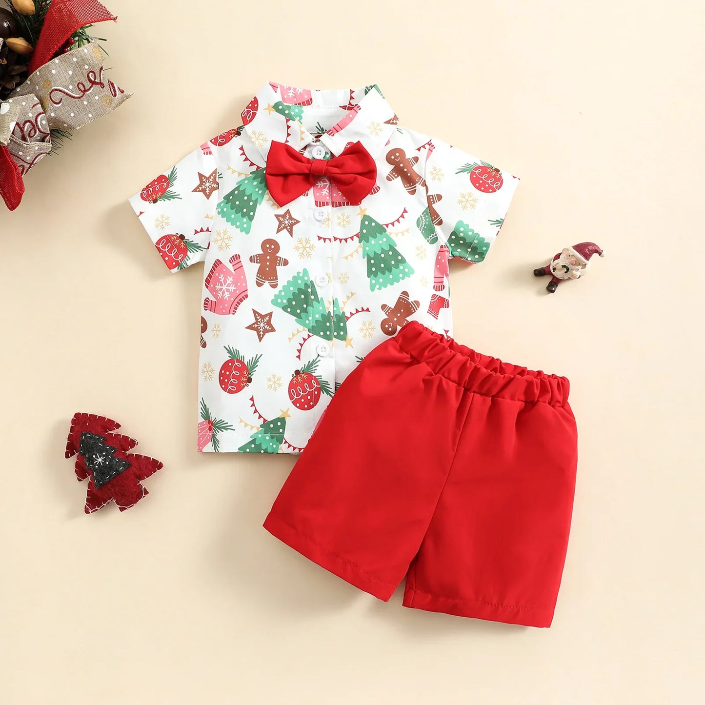 Toddler Boys Christmas Outfits Sets For Kids Short Sleeve Deer Outfit For Children Baby