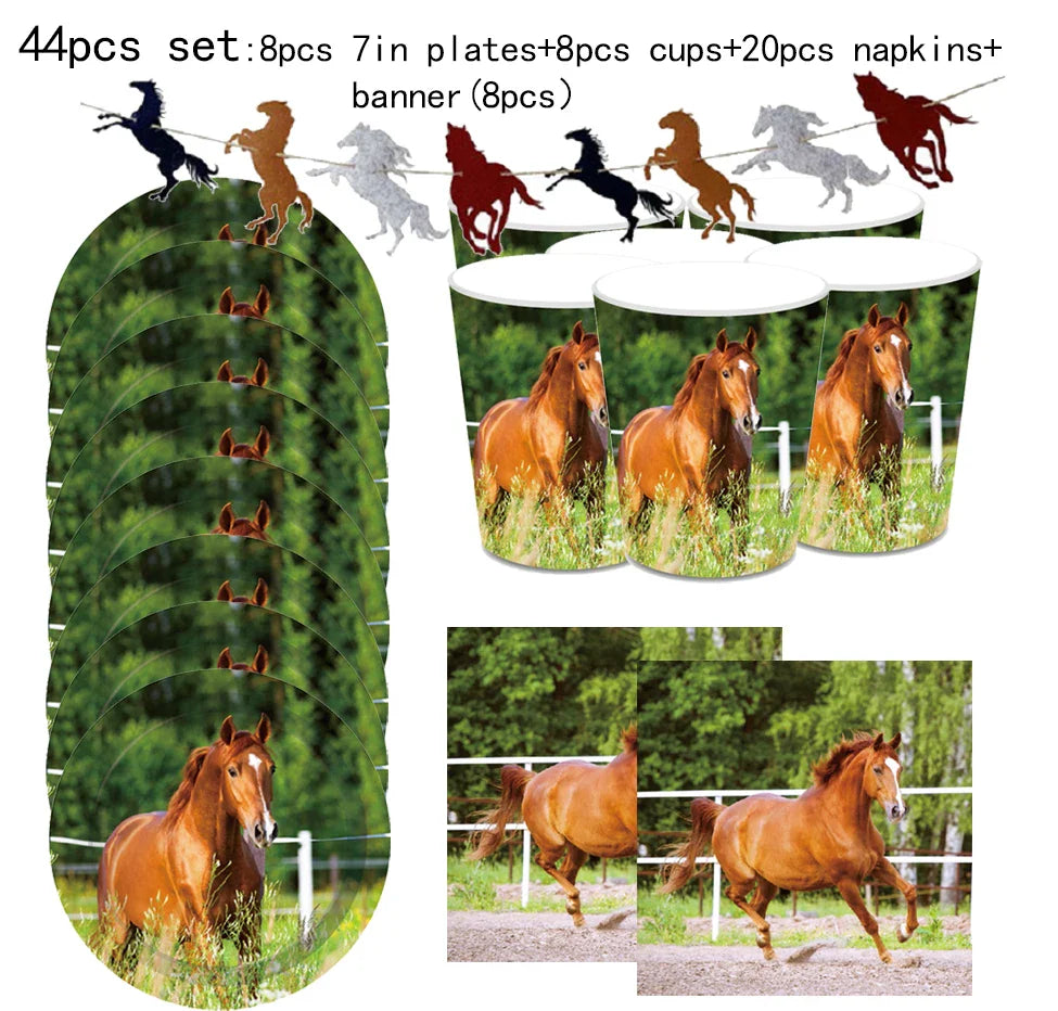 Horse Pony Disposable Party Supplies Plates Cups Napkins Cake