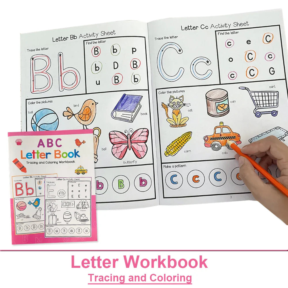 Letters A-Z Letter Tracing Practice Workbook Preschool English Learning Kindergarten Alphabet Writing Coloring Book Montessori