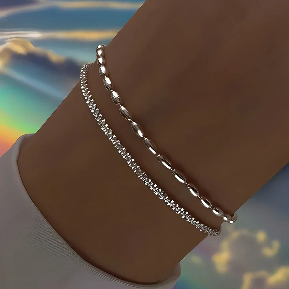 6pcs 925 Sterling Silver Rhinestone Bracelets for Women Girls Luxury
