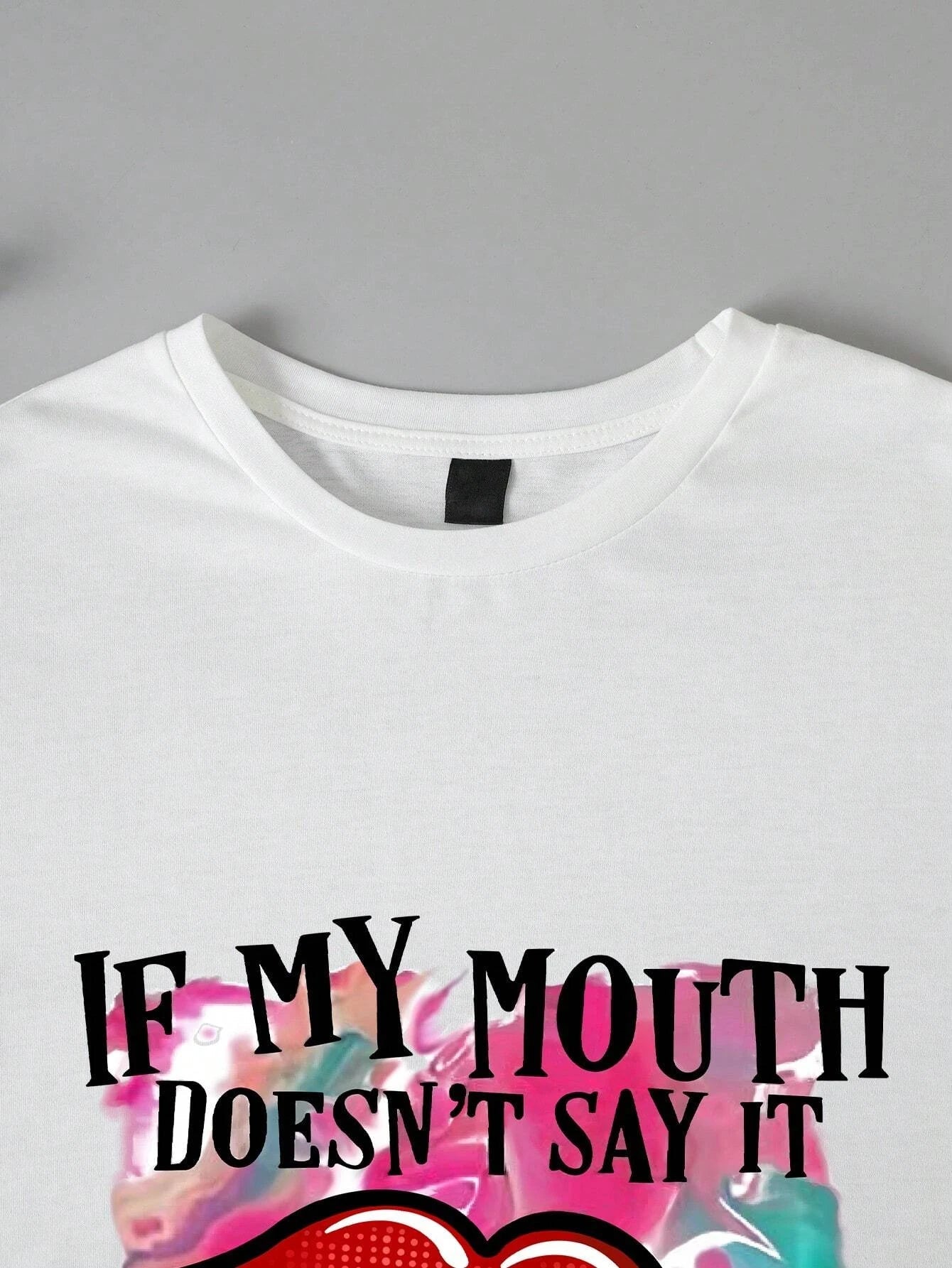 My Mouth Doesn'T Say It Printing Women T Shirts Two Piece Set Fashion Novel Short Sets New Summer Breathable Shirt Shorts Female