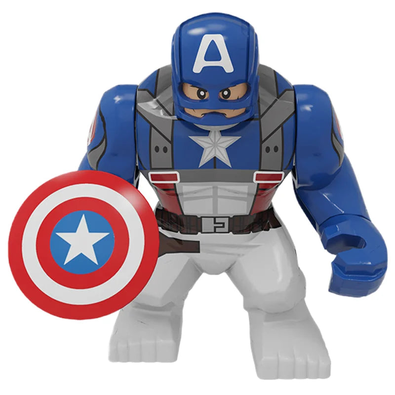 Building Blocks Marvel Transformation Figures Big Goblin Spiderman Iron Man Venom Captain Hawk Deadpool Technic Armor Gift Toys