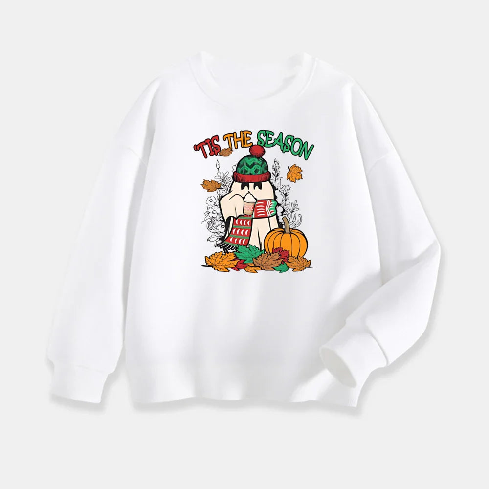 Kids Ghost Halloween Sweatshirt Toddler Cute Halloween Sweater Tee Vintage Ghost Crewnewck Fall Hoody Autumn Clothes