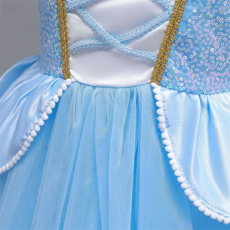 Cinderella Belle Costume for Girls Halloween Disguise Cosplay Rapunzel Princess Dress Baby Christmas Birthday Party Kids Clothes