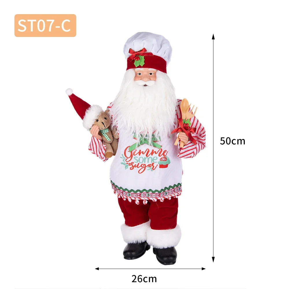 Christmas Holiday Party Supplies Santa Claus Cook 50CM Adorable Gingerbread House Chef Santa Claus Doll For Kitchen Decoration