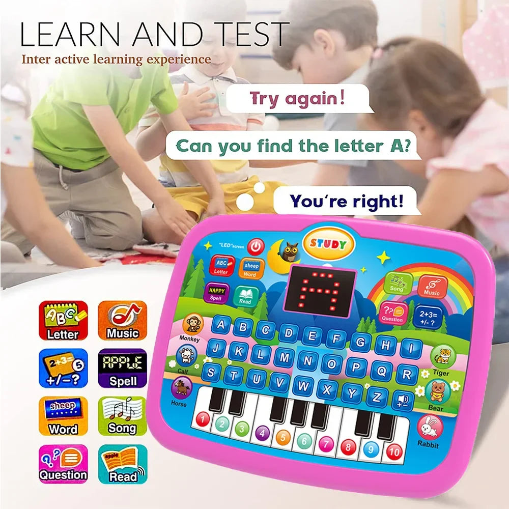 Kids’ Education Tablet Toy, Age 3+ Literacy Math Music Learning, Doubles as Electronic Keyboard, Birthday Christmas Gift