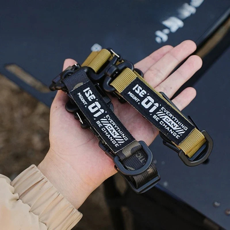 Outdoor Camping Multifunctional Hanging Strap Tactical Molle Storage Bag Shoulder Strap Durable Carabiner Clips for TravelHiking