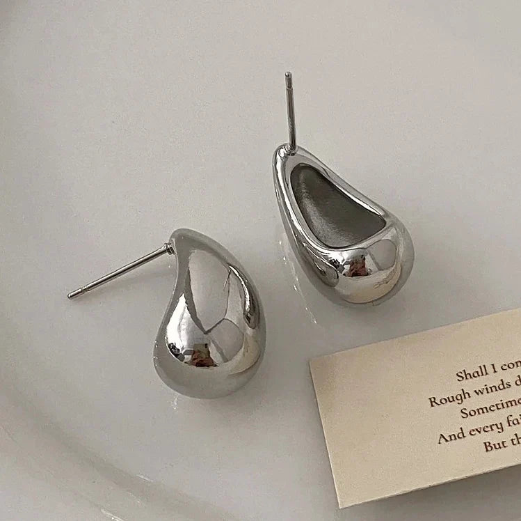 PONYKISS 925 Silver Needle Minimalist Water Drop Stud Earrings for Women Trendy Fashion Jewelry Light Luxury Accessories