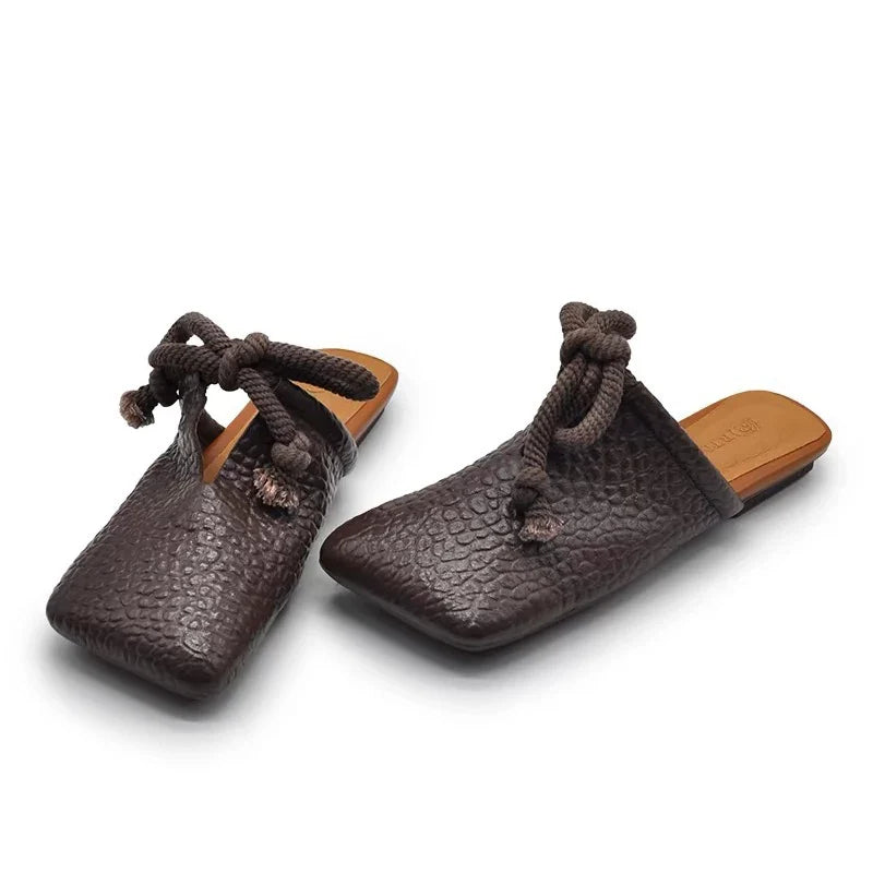 Square Toe Flats Slippers Women Designer Mules Shoes Fashion Casual Sandals 2025 Summer Slingback Flip Flops Sandalias De Mujer