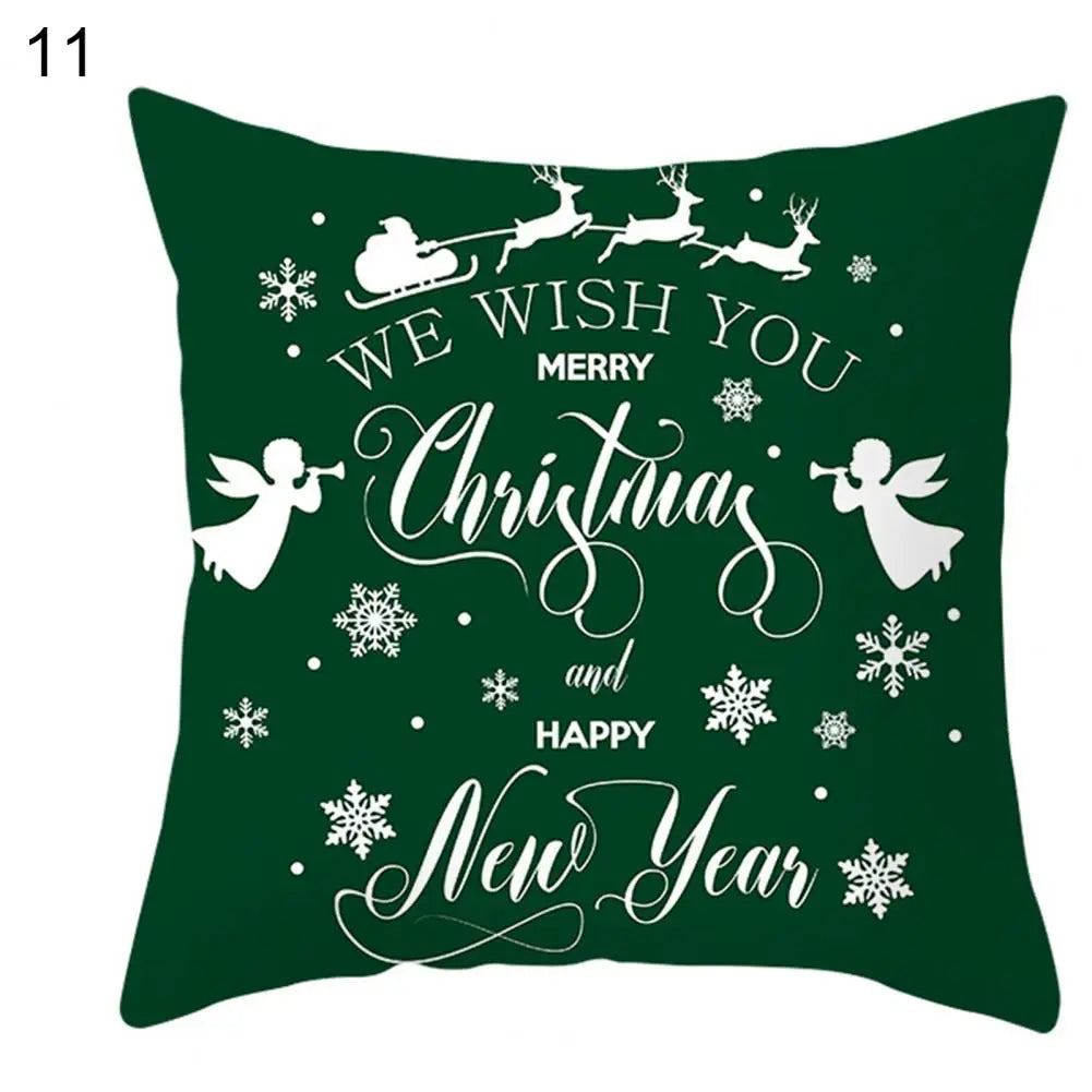Useful Christmas Pillow Cover Smooth Christmas Pillowcase Breathable Christmas Sofa Chairs Pillow Cover  Skin-friendly