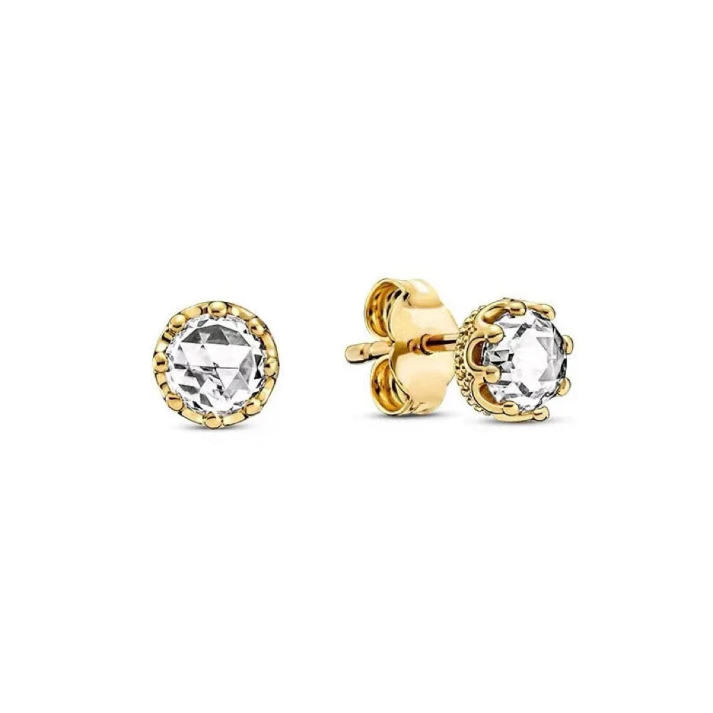 100%925 Pure Silver Classic Water-Drop Heart-Shaped Round Stud