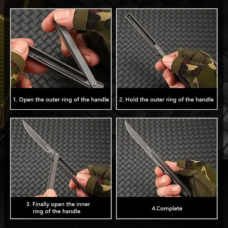 Stainless steel outdoor camping folding knife multipurpose field delicate folding knife high hardness carry portable knife