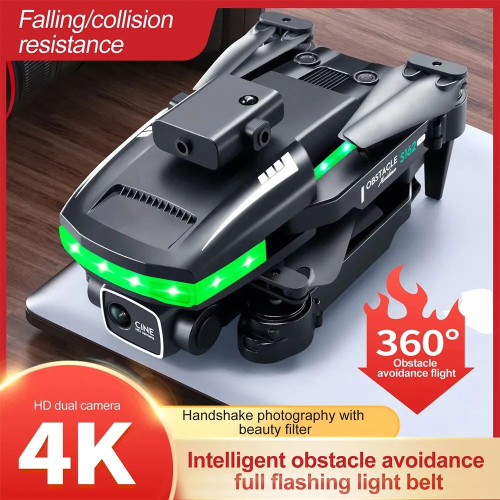 S162 Drone HD 4K Dual Camera 360°Intelligent Obstacle Avoidance Full Flashing Light Belt Falling Collision Resistance Quadcopte