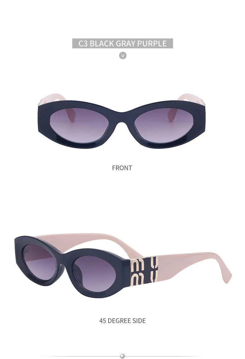 Vintage Oval Women's Sunglasses Luxury Designer Brand Men's Small Frame Cat Eyes Sunglasses gafas de sol UV400
