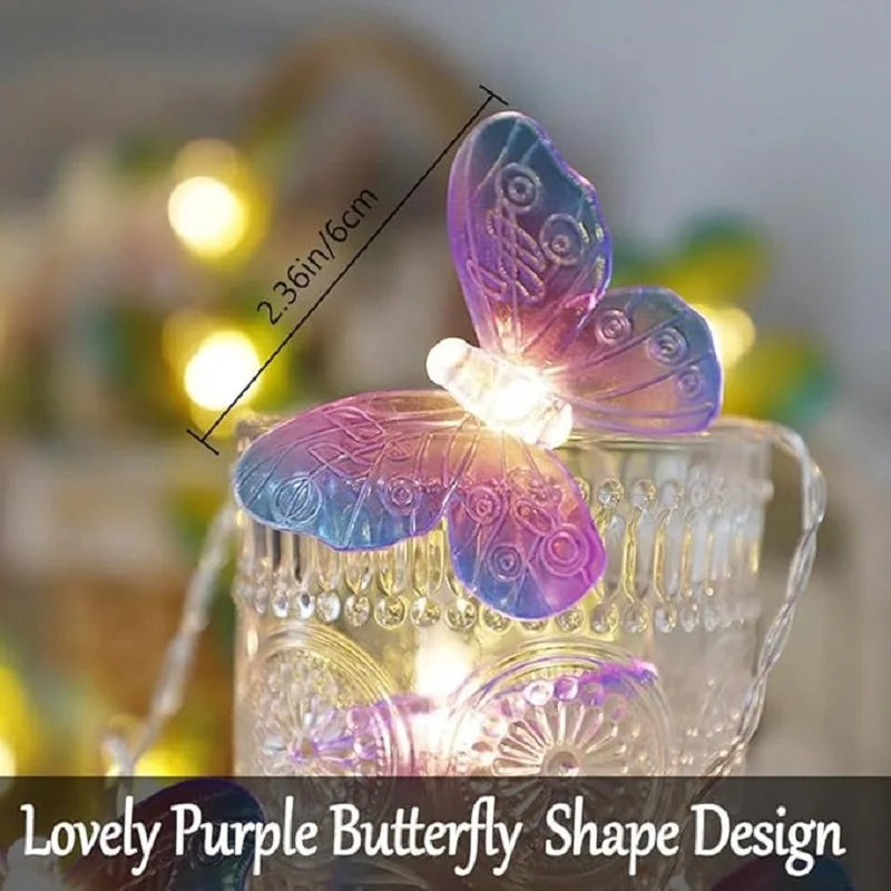 Indoor Butterfly String Lights Battery Powered Fairy Lights for Christmas Room Bedroom Party Garden Wedding Halloween Decoration