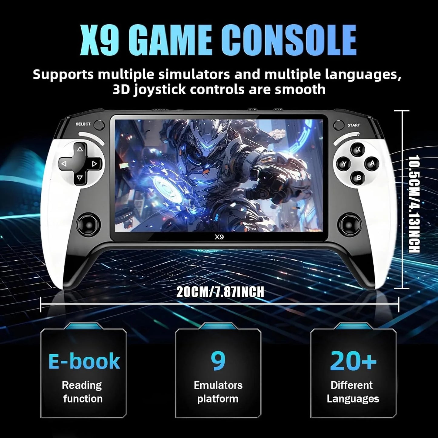 X9 Retro Handheld Game Console, Saker Game Console 5.5-Inch HD IPS Screen, 20000+ Classic Games,TV Connection,Expandable Storage