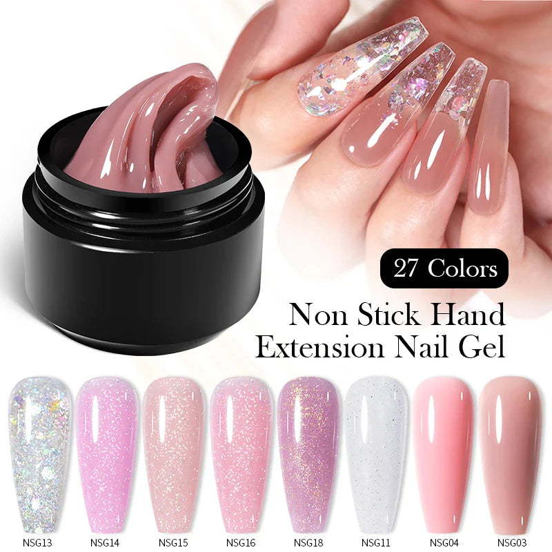 BORN PRETTY Non Stick Hand Solid Extension Nail Gel Polish Clear Pink Nude Aurora Luminous 3D Modeling Carving Nail  Gel