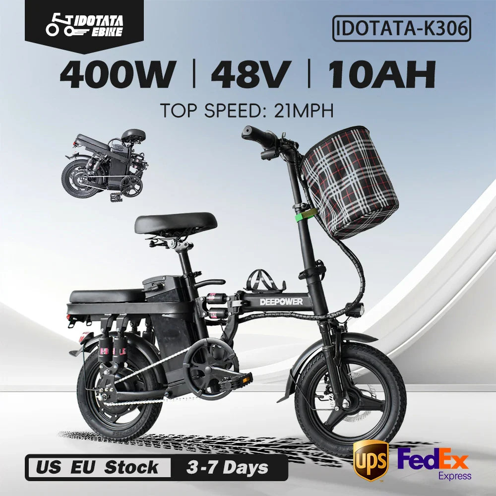 IDOTATA Ebike K300 Mini Folding Ebike for Adults, Electric Bike,Electric Bicycle with Lithium Battery,20MPH Commuting e-bike