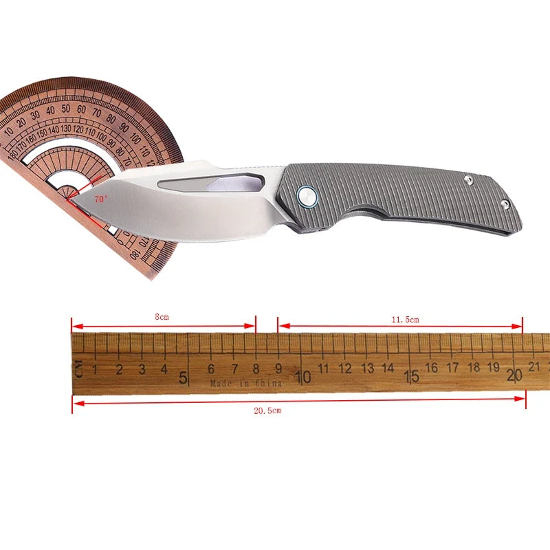 Folding Knife M390 Steel Titanium Alloy Handle Outdoor Survival Camping Portable EDC Collection Tool for Play