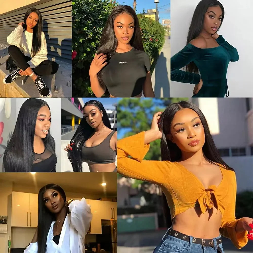 250 Density 13x4 13x6 Transparent Bone Straight 30 40 Inches Lace Front Human Hair Wigs Brazilian Frontal Wigs For Women