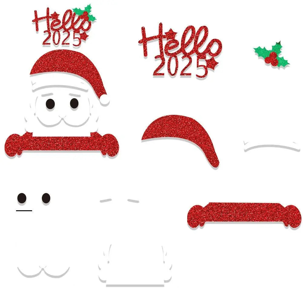 2 Set Cartoon Christmas Felt Door Sticker Funny Elk Christmas Tree Snowman Santa Claus Window Sticker Exquisite