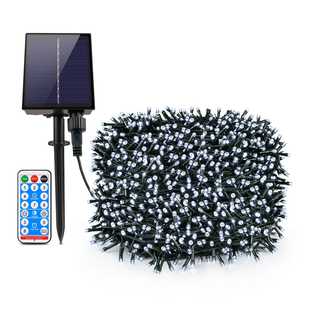 Solar Panel Fast Charge Outdoor String Fairy Light 100M 1000 LED Waterproof Large Lamp Christmas Garden Decor