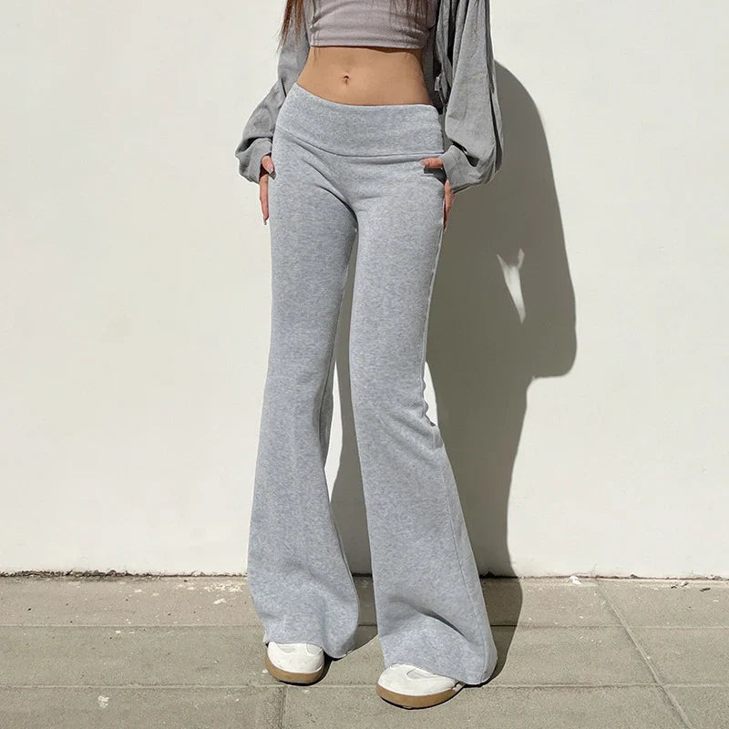 Low Waist Fashion Hip Hop Casual Tight Stretch Flare Pants Sweatpants Women