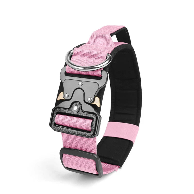 Adjustable Tactical Dog Collar with Metal Buckle Outdoor Walking Training Durable Nylon Collars for Medium Big Dogs Pet Supplies