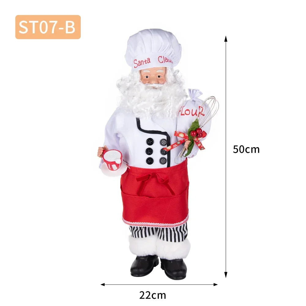 Christmas Holiday Party Supplies Santa Claus Cook 50CM Adorable Gingerbread House Chef Santa Claus Doll For Kitchen Decoration