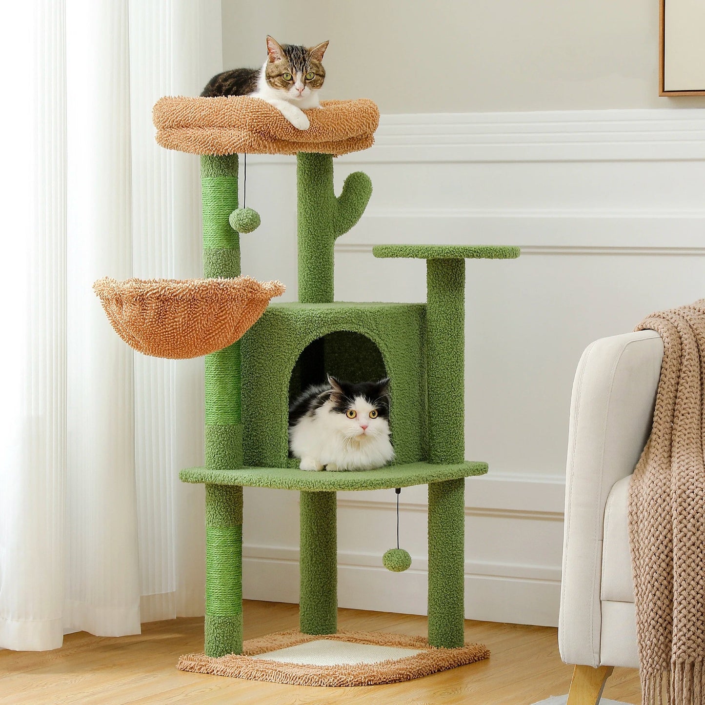 Fast Delivery Cactus Cat Tree with Condo Scratching Post for Cats Multi-Level Cat Tower Cat Scrapers Cat Accessories Pet Cat Toy
