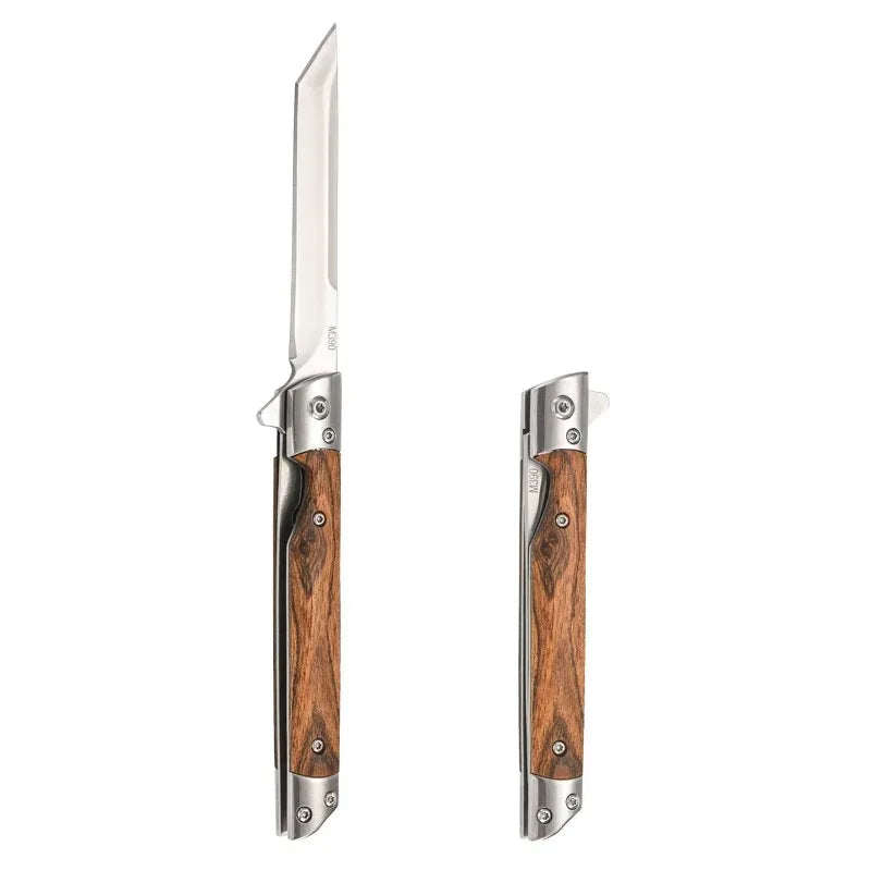 Multi-functional outdoor folding knife, high-hardness Damascus steel folding knife, portable fruit knife
