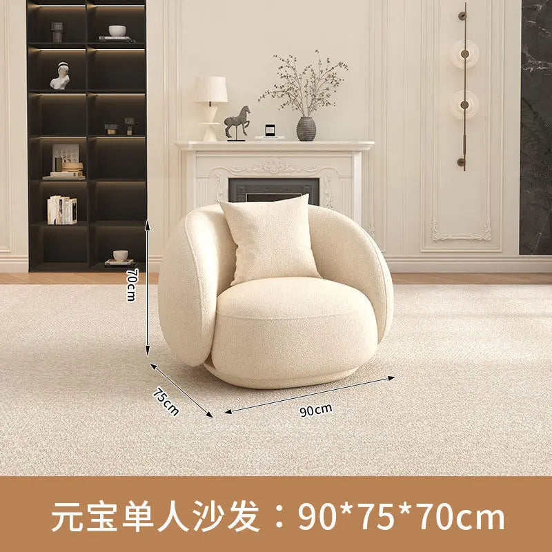 for Nordic Fabric Sofa Living Room Home Light Luxury Curved Large Sofa White Beauty Salon Hotel Lounge Sofa Chair