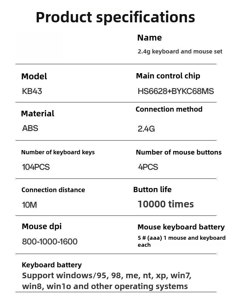 Portable USB Wireless Keyboard and Silent Mouse Set for Home, Office, and Gaming Use