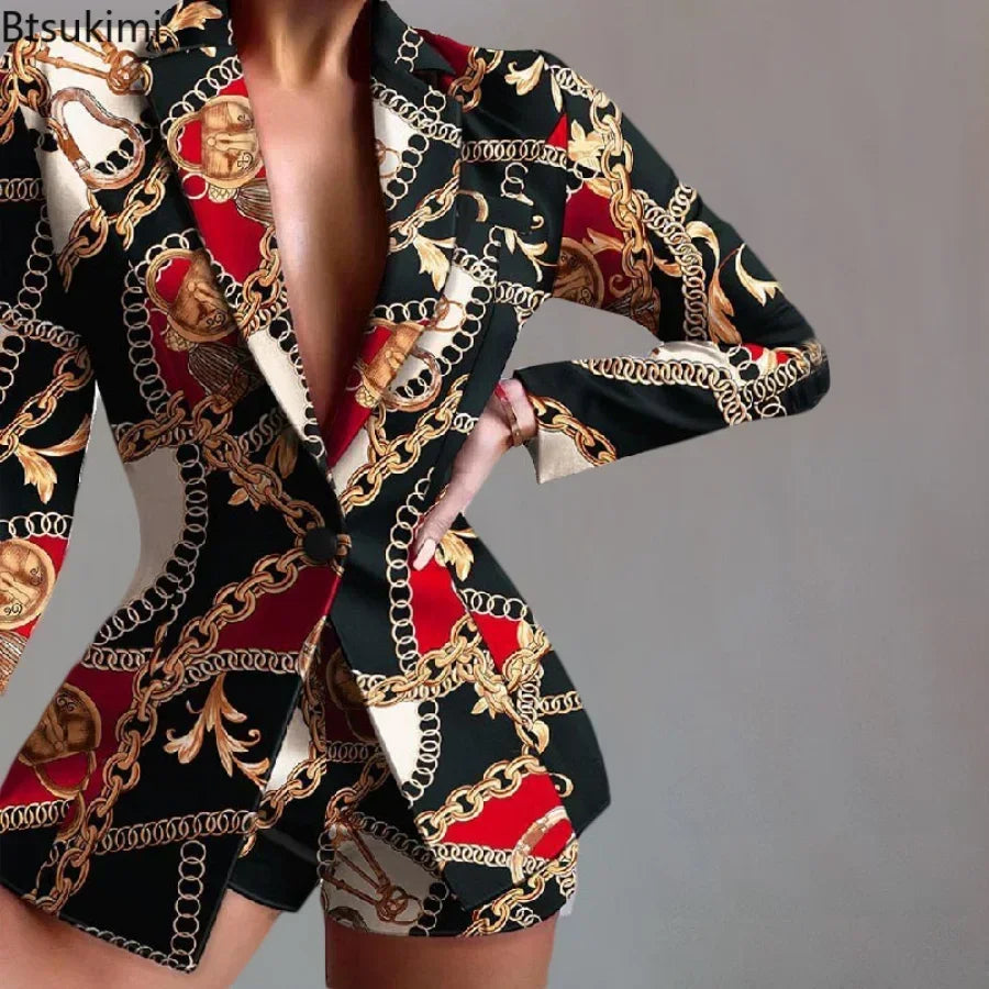 New Fashion Women's Suit Sets Slim Fit Temperament Blazer Short Pants Two-piece Sets Spring Summer Elegant Suit Shorts 2pcs Sets