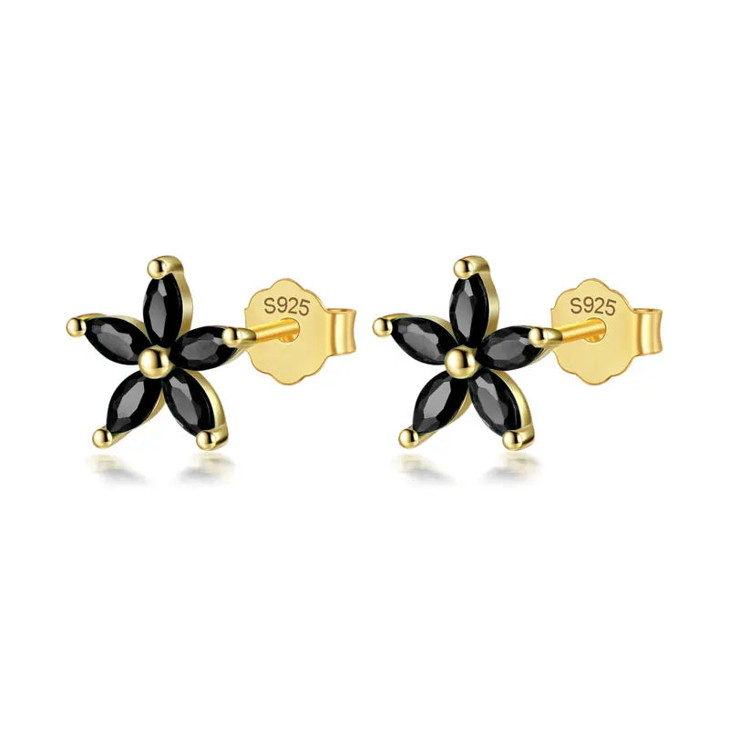 TrustDavis Real 925 Sterling Silver Fashion Flower Colour CZ Stud Earrings For Women Daughter Girls Birthday Gift Jewelry DF247
